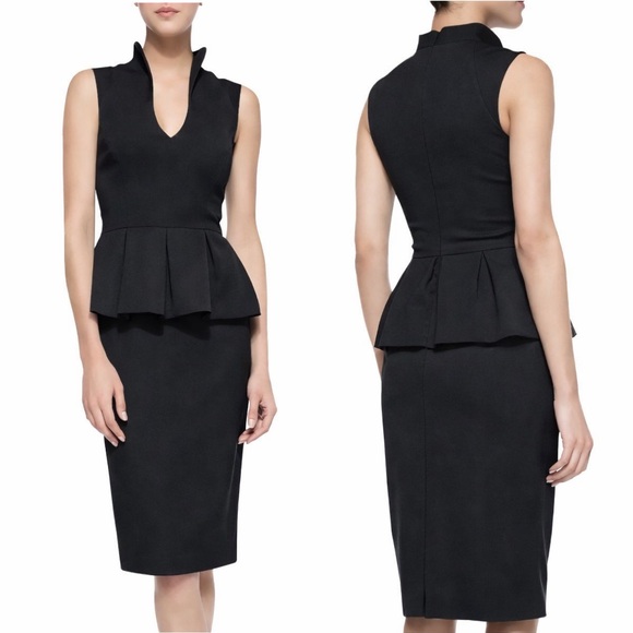BLACK HALO | Candeese Peplum Sheath Dress in Black, Size 4 - Picture 2 of 10